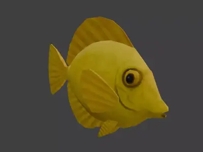 low poly yellow tang Free low-poly 3D model