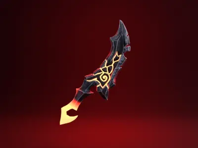 Fantasy Knife - Fire Version Low-poly 3D model