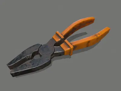 nippers orange pliers Low-poly 3D model