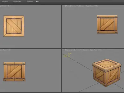 Cartoon Square Wooden Box-Goods Low-poly 3D model