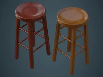 Stool 2A Low-poly 3D model