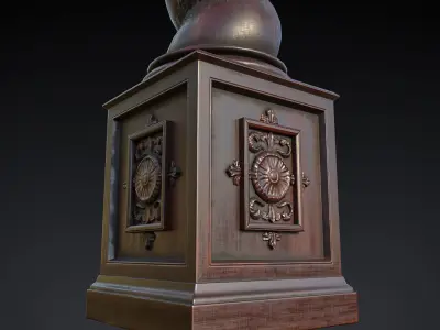 PBR Wooden Pillar Low-poly 3D model