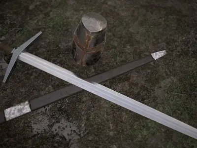 Crusader Knight Set Low-poly 3D model
