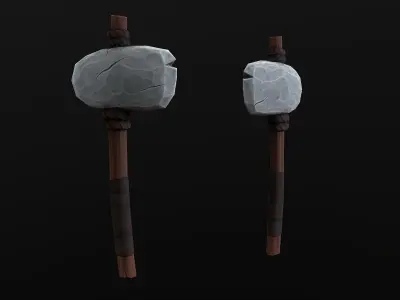 Stylized Primitive Axe Low-poly 3D model