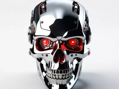 Cybernetic Skull with Chrome Plating 3D model