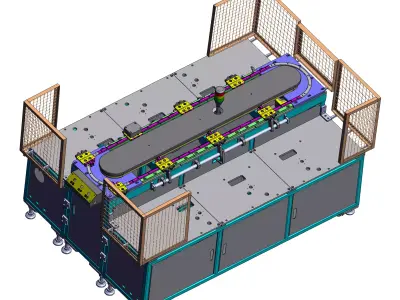 Automated peeling labeling and assembly cycle line 3D model