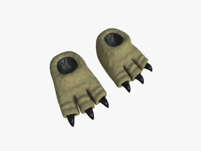 Slippers G02 Brown Dino Paw - Costume Character Design Low-poly 3D model