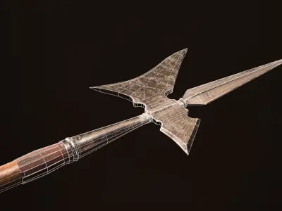 Medieval Halberd Game-ready Low-poly Low-poly 3D model