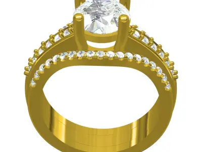 Antique Diamond Trinity Band for Women 3D print model
