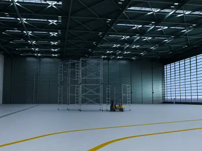 3D model of exhibition hall industrial warehouse 3D model