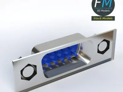 VGA female connector 2 3D model