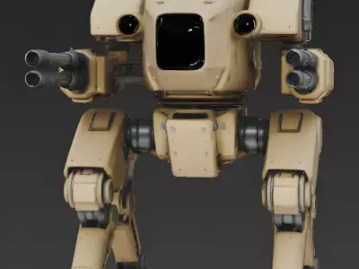 Realistic Quadruped Combat Mech 3D Model Low-poly 3D model