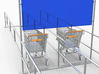 Shopping Trolley - Shopping Cart Rack Low-poly 3D model