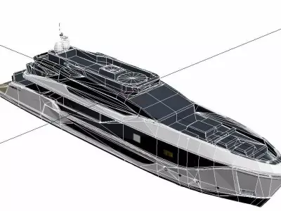 Modern Luxury Motor Yacht 40m Low Poly Super Yacht Low-poly 3D model