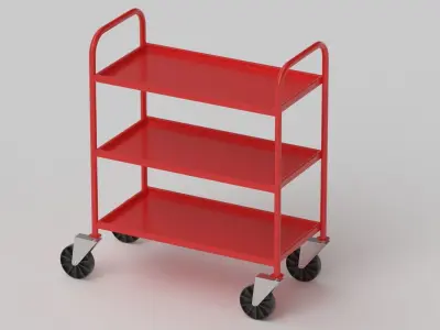 Red Service Trolley 3D model