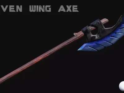 Elven Wing Axe Low-poly 3D model
