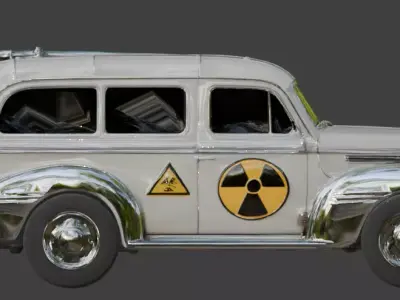 Vintage Atompunk Nuclear Utility Van 3D Model Low-poly 3D model
