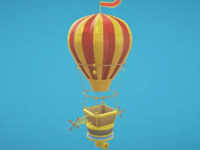 Hot Air Balloon - Hand-Painted Low-poly 3D model