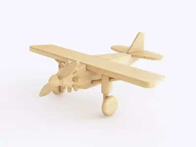 Wooden toy biplane 07 3D model