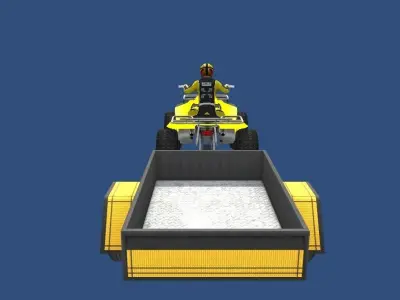 LowPolyQuadBikeWithTrailerandRider-5 atv with trailer Low-poly 3D model