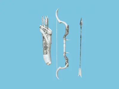 Archer Bow 08 Snow Hunter - Quiver Fantasy Weaponry Low-poly 3D model