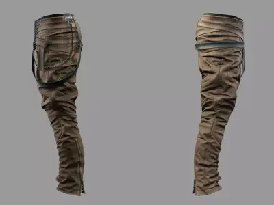 Brown Tactical Pants with Straps - Game-Ready 3D Clothing Low-poly 3D model