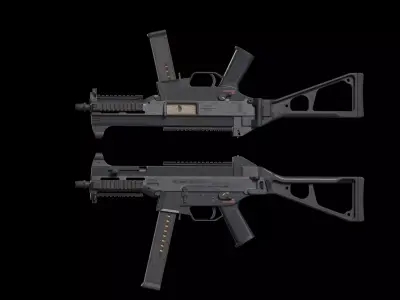 HK UMP 45 ACP - Flanged Barrel Edition STANDART PACK Low-poly 3D model