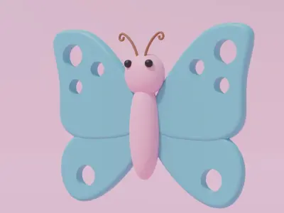 Cartoon Cute Butterfly 4 3D model