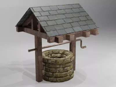 low poly water well Free low-poly 3D model purchase