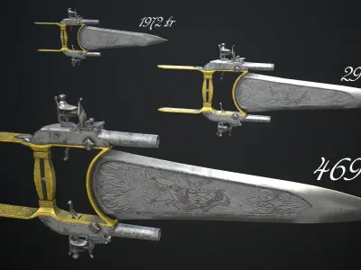WRATH OF THE GODDESS - Flintlock Katar Low-poly 3D model