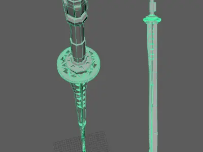 Katana Protosaber Low-poly 3D model