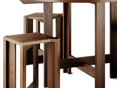 Monotropa Berber Table and Stool Set 3D model