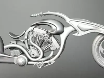 MOTOMOTIVE 4 chopper motorcycle 3D model