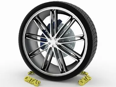 ORTAS CAR WHEEL RIM 82 GAME READY WHEEL RIM TIRE 3D model