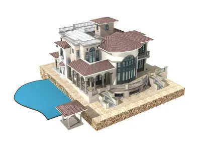Villa house with pool 3D model