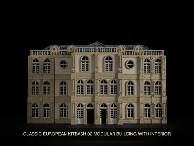 CLASSIC EUROPEAN KITBASH MODULAR BUILDING WITH INTERIOR PACK