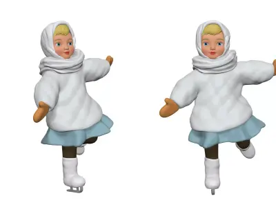 001321 lil girl in white on the skates 3D model