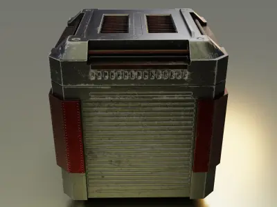 Metallic SCI-FI Box - 3 colors Low-poly 3D model