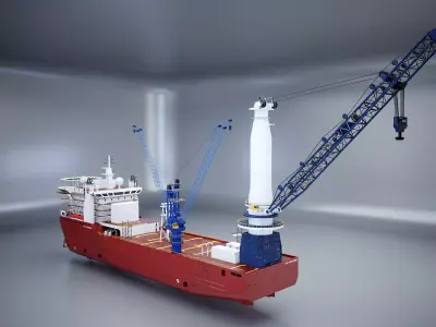 Crane Ship Used Low-poly 3D model