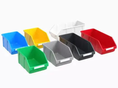 colored plastic boxes for parts Low-poly 3D model