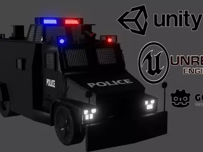 Anti-riot truck police  Low-poly 3D model