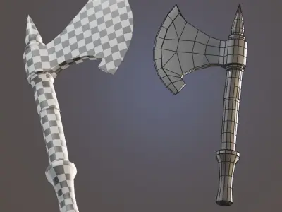 Axe Low-poly 3D model viking Free low-poly 3D model
