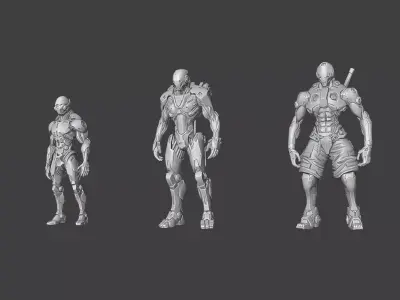 Cyberpunk Synthetic Operatives LowPoly Low-poly 3D model