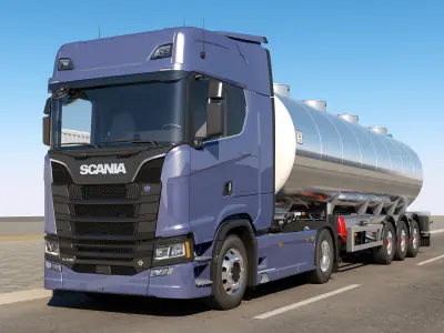 Euro Truck with Tanker trailer 3D model