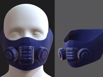 Gas mask helmet 3d model scifi Low-poly  Low-poly 3D model 6