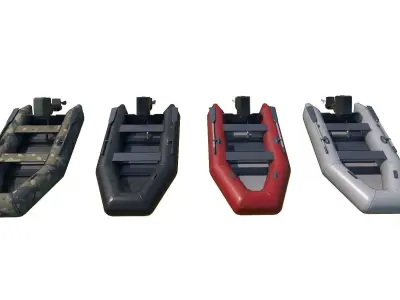 collection boats inflatable boat Low-poly 3D model