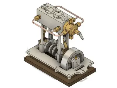 2 Cylinder Vertical Marine Type Steam Engine 3D model
