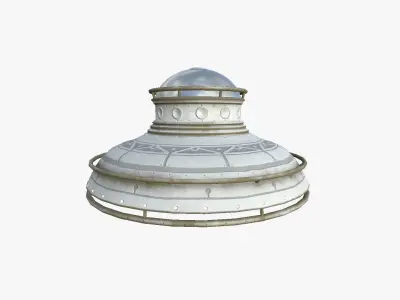 Alien Spaceship UFO F09 Full White - Sci Fi Spacecraft Design Low-poly 3D model