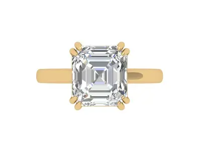Emerald Solitaire Ring 3D print model 18
