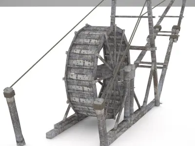 Old wooden crane 3D model